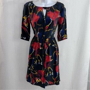 Adorealia 100% mulberry silk Floral Print dress size medium